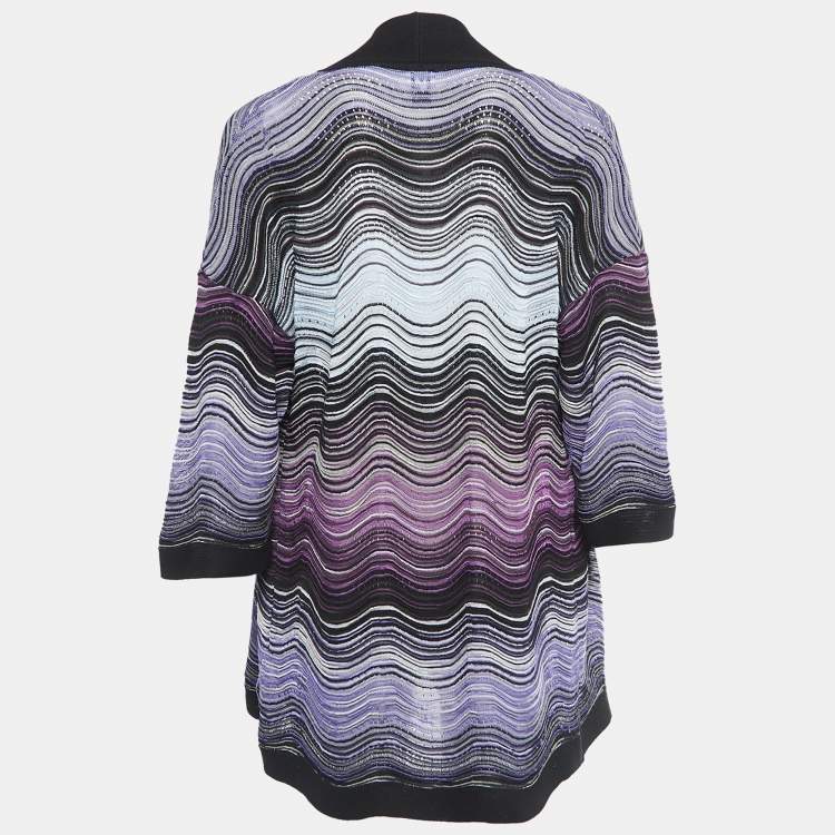 Pre Owned Missoni Multicolor Patterned Knit Open Cardigan S