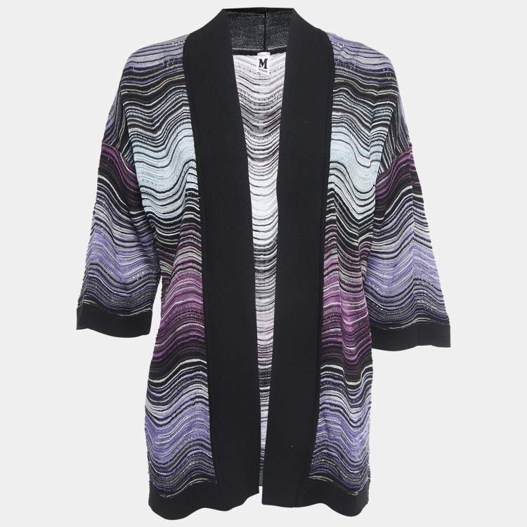 Pre Owned Missoni Multicolor Patterned Knit Open Cardigan S