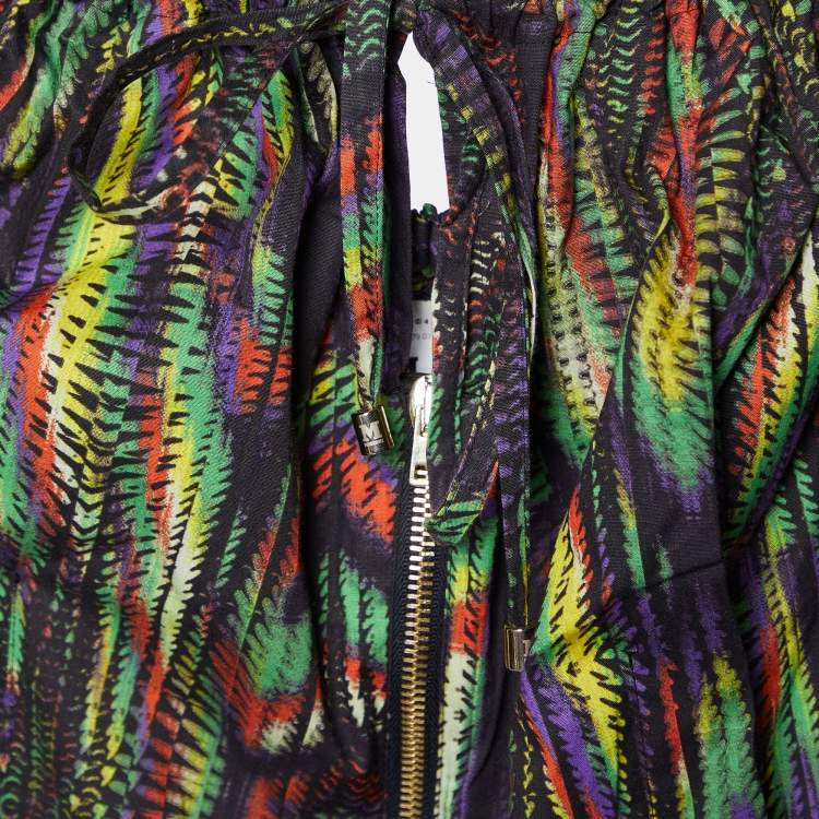 Pre Owned M Missoni Multicolor Printed Cotton Strapless Tie Detail Zip Front Jumpsuit M