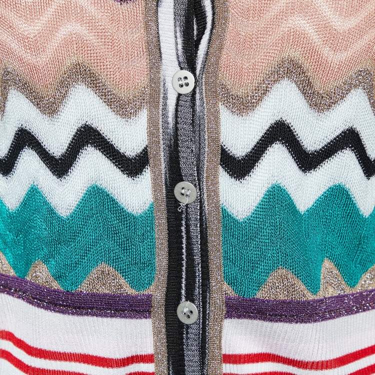 Pre Owned Missoni Multicolor Lurex Knit Button front Cropped Cardigan M