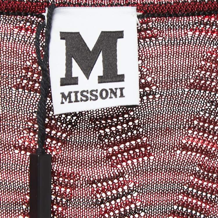 Pre Owned M Missoni Red Ombre Cotton Knit Maxi Dress M