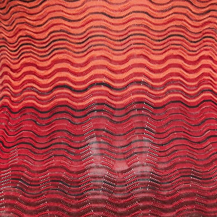 Pre Owned M Missoni Red Ombre Cotton Knit Maxi Dress M