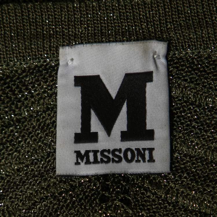 Pre Owned M Missoni Green Lurex Knit Drawstring Hem Top S