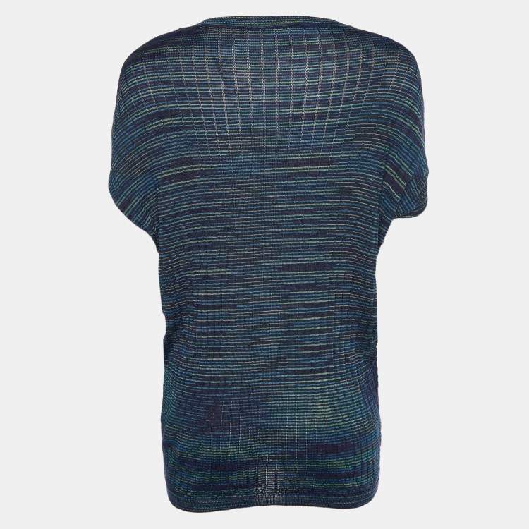 Pre Owned M Missoni Navy Blue Wool Knit Top M