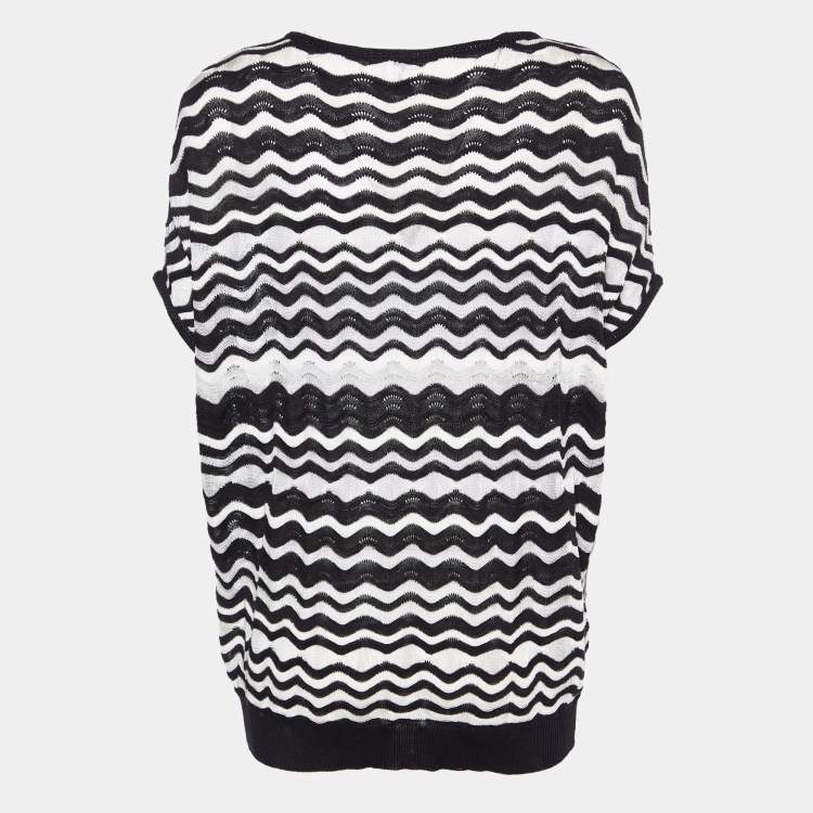 Pre Owned M Missoni Monochrome Patterned Knit Top S