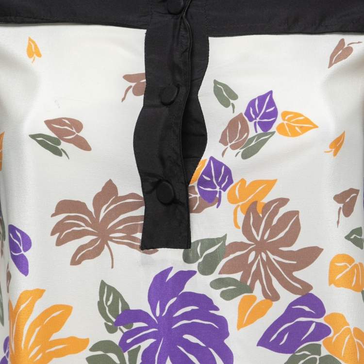 Pre Owned M Missoni Multicolor Floral Print Silk Embellished Sleeve Detail Mini Shirt Dress S