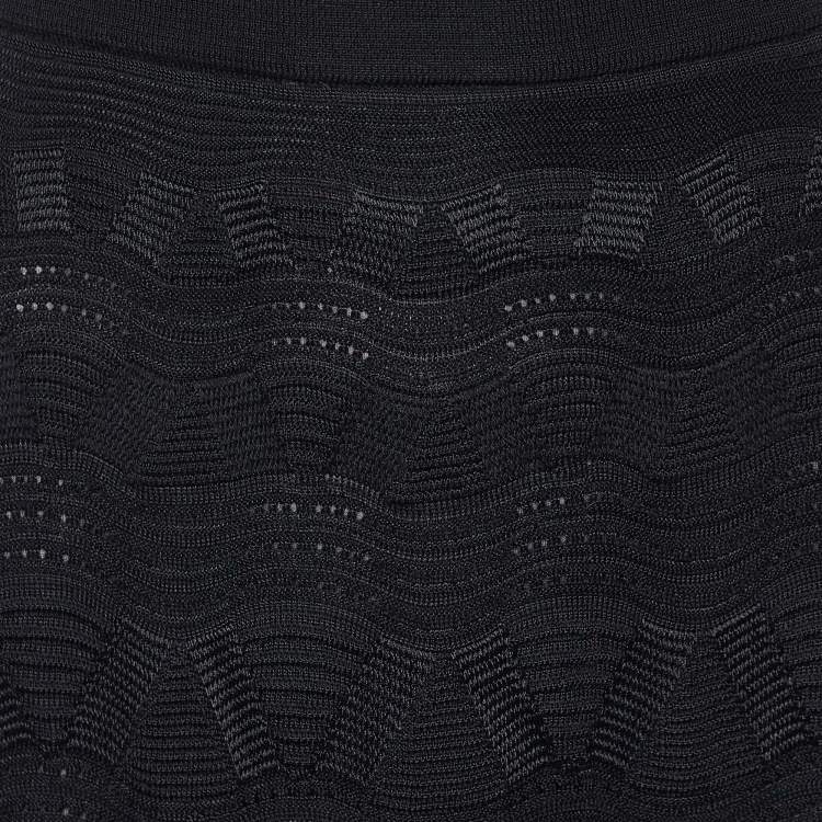 Pre Owned M Missoni Black Wool Patterned Knit Maxi Skirt L