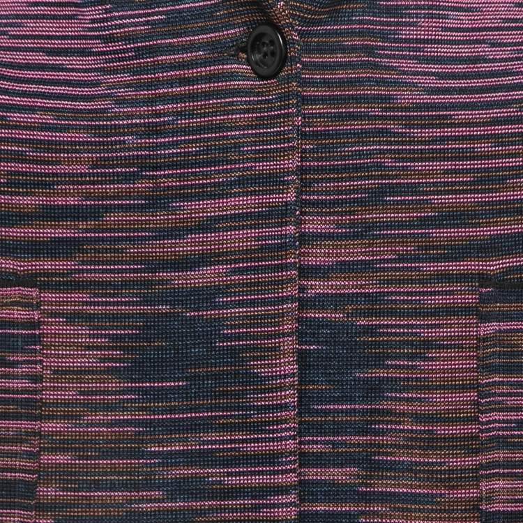 مملوكة مسبقًا M Missoni Multicolor Patterned Knit Single Breasted Blazer S