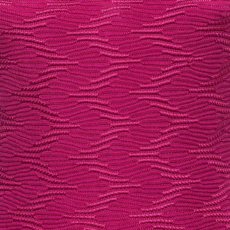 Pre Owned M Missoni Dark Pink Knit V-Neck Sleeveless Short Dress M