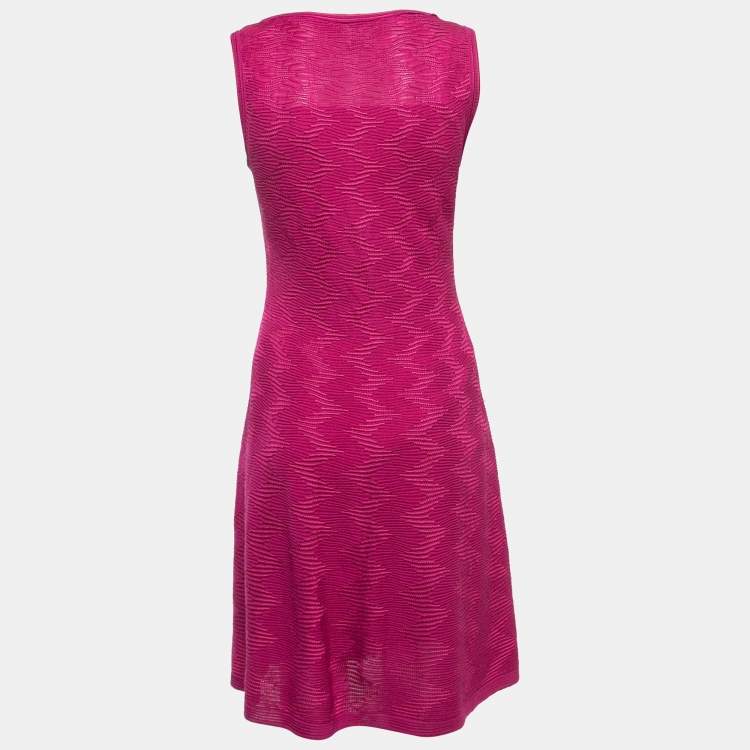 Pre Owned M Missoni Dark Pink Knit V-Neck Sleeveless Short Dress M