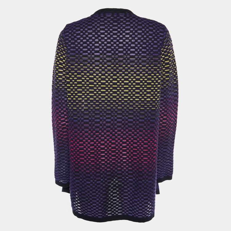 Pre Owned M Missoni Multicolor Patterned Knit Open Front Cardigan M