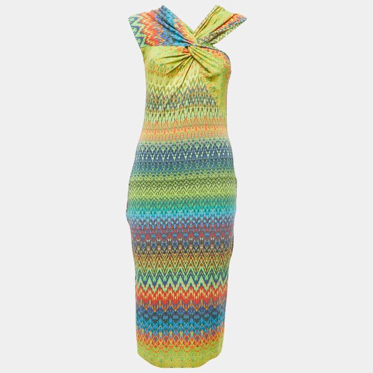 مملوكة مسبقًا M Missoni Multicolor Knit Twisted Sleeveless Maxi Dress L 