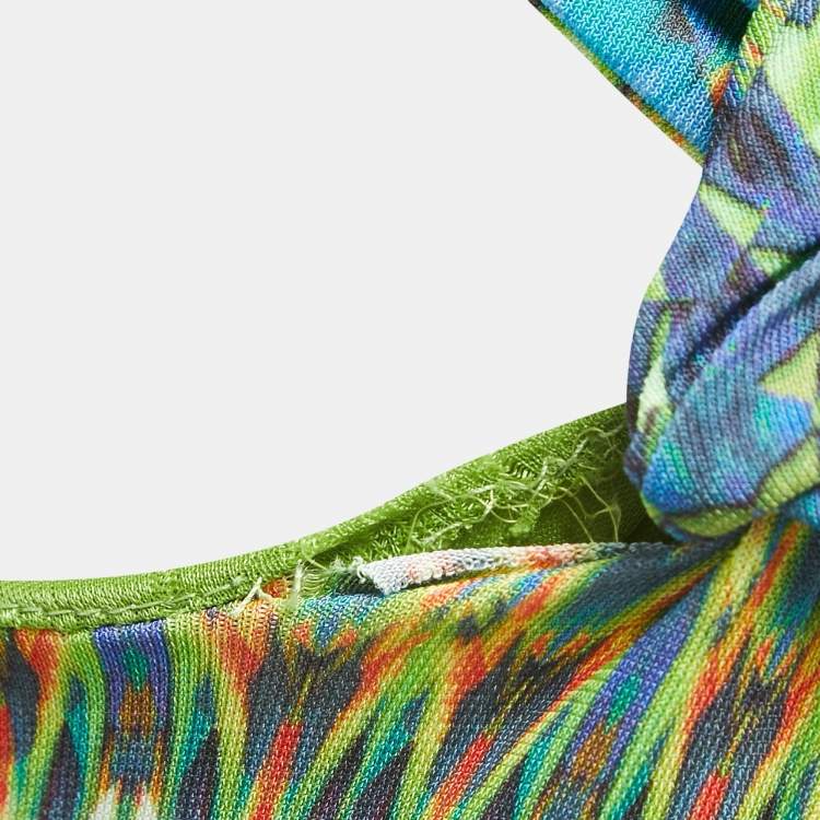 مملوكة مسبقًا M Missoni Multicolor Knit Twisted Sleeveless Maxi Dress L 