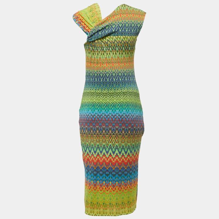 مملوكة مسبقًا M Missoni Multicolor Knit Twisted Sleeveless Maxi Dress L 