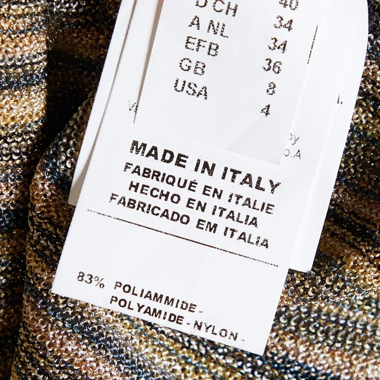 Pre Owned M Missoni Gold Patterned Lurex Knit Top S