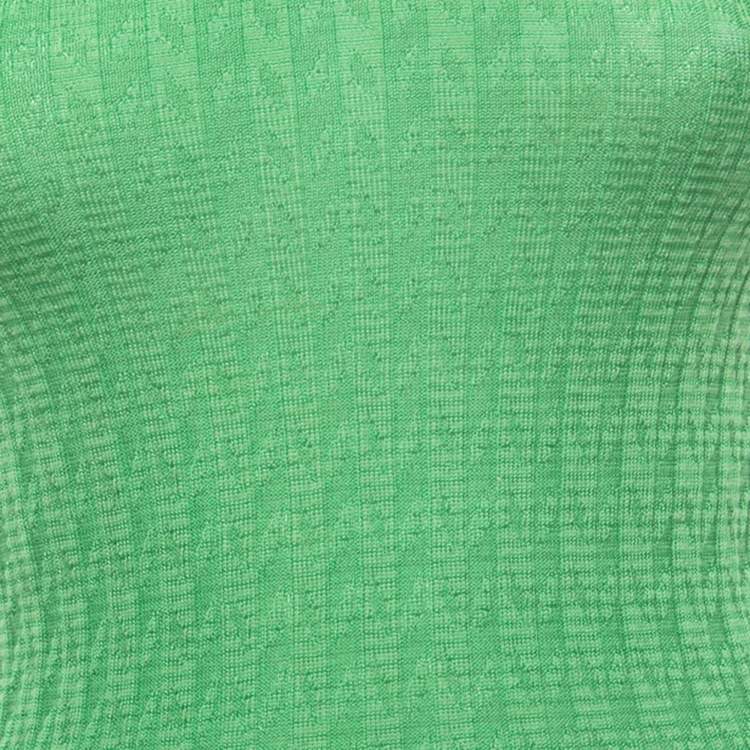 Pre Owned M Missoni Green Patterned Knit V-Neck Top S
