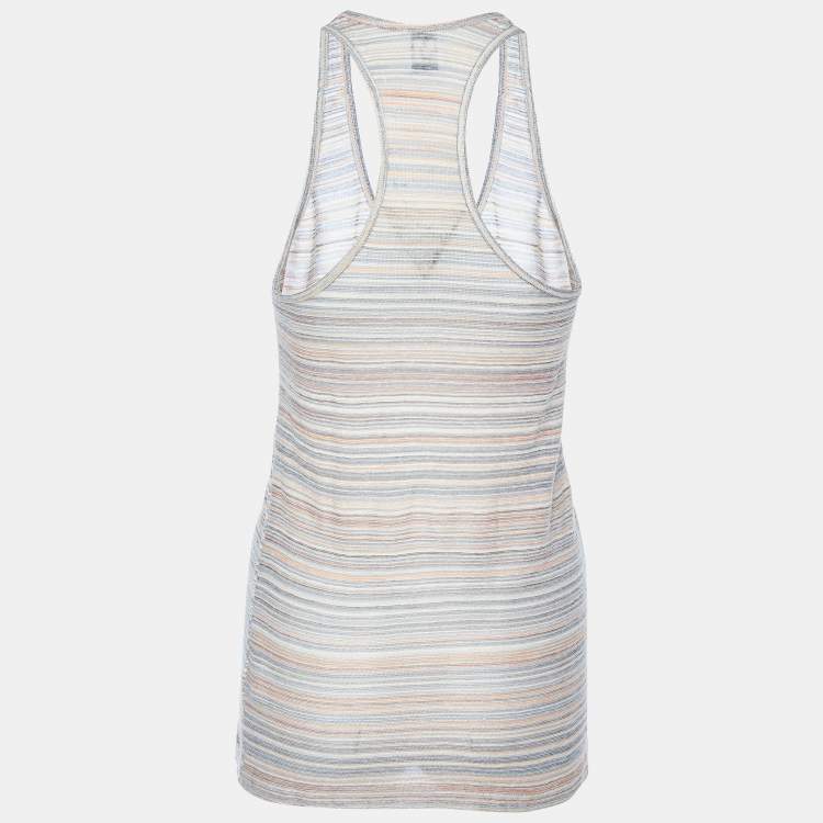 Pre Owned M Missoni Multicolor Lurex Knit Racer Back Tank Top M