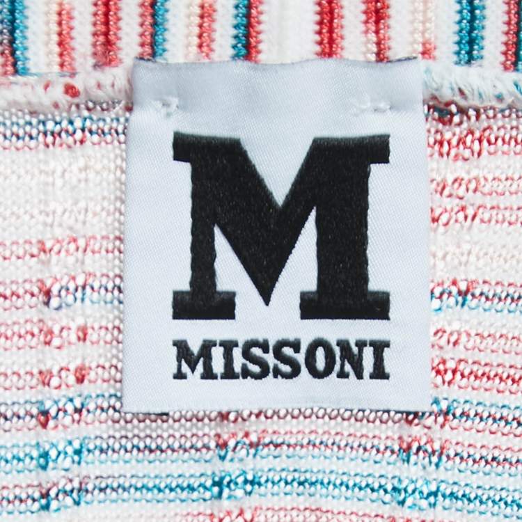 Pre Owned M Missoni Multicolor Patterned Knit Open Front Cardigan L