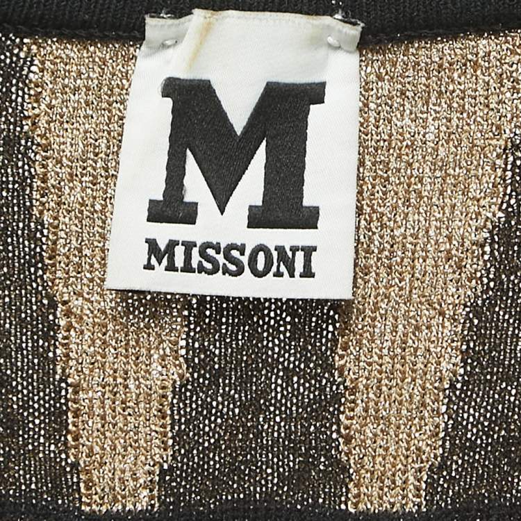 Pre Owned M Missoni Black/Gold Lurex Knit Razer Back Mini Dress S