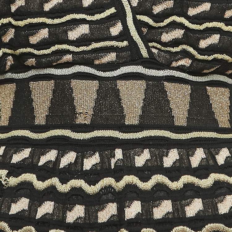 Pre Owned M Missoni Black/Gold Lurex Knit Razer Back Mini Dress S