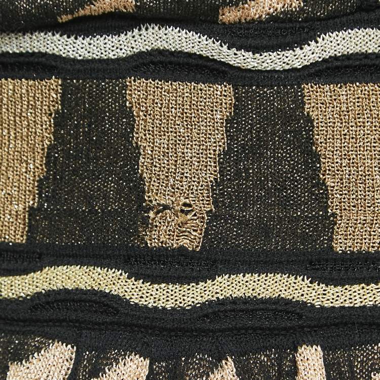 Pre Owned M Missoni Black/Gold Lurex Knit Razer Back Mini Dress S