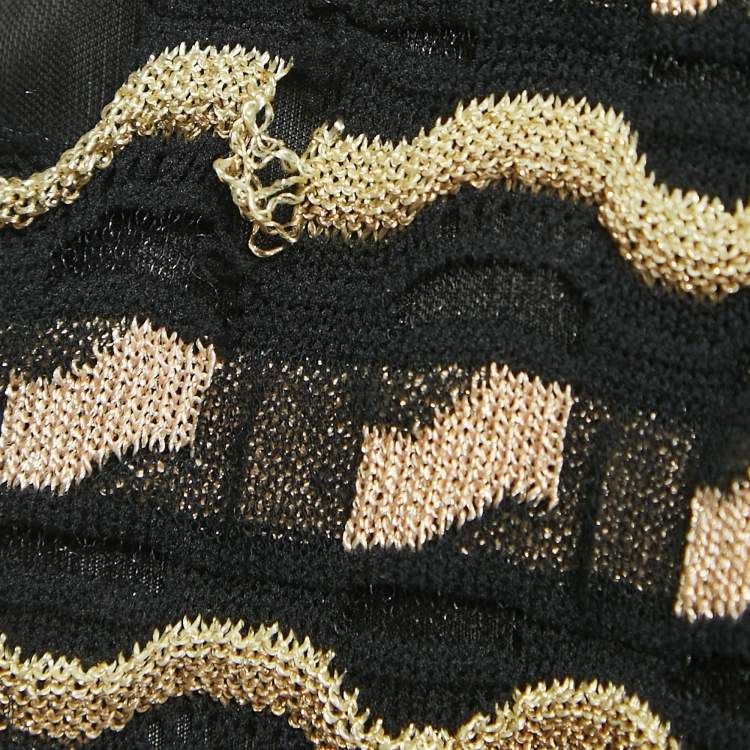 Pre Owned M Missoni Black/Gold Lurex Knit Razer Back Mini Dress S