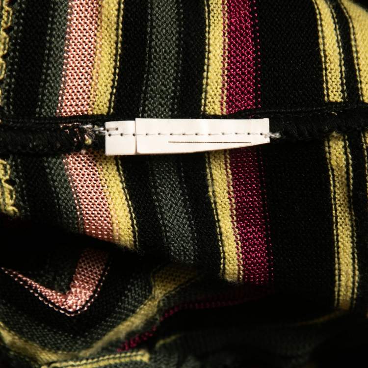 Pre Owned M Missoni Multicolor Patterned Knit Open Cardigan L