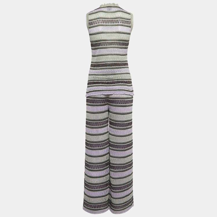 Pre Owned M Missoni Collection Purple Lurex Knit Top Pant Set S