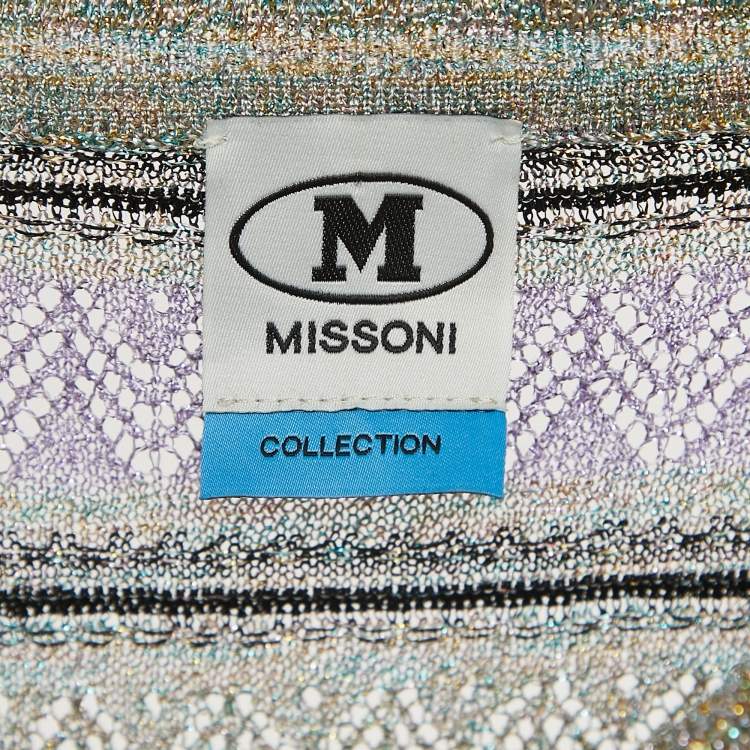 Pre Owned M Missoni Collection Purple Lurex Knit Top Pant Set S