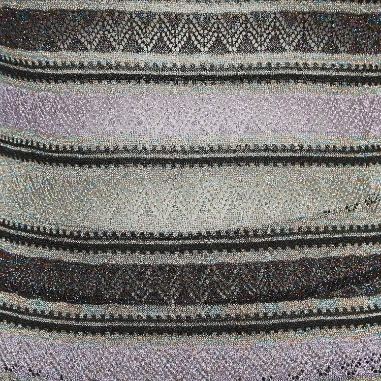 Pre Owned M Missoni Collection Purple Lurex Knit Top Pant Set S