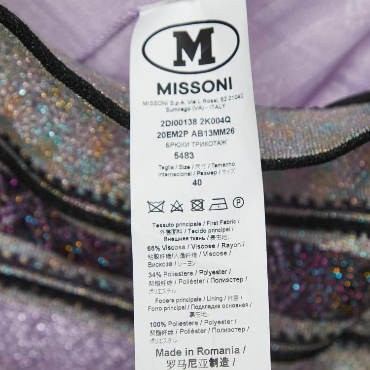 Pre Owned M Missoni Collection Purple Lurex Knit Top Pant Set S