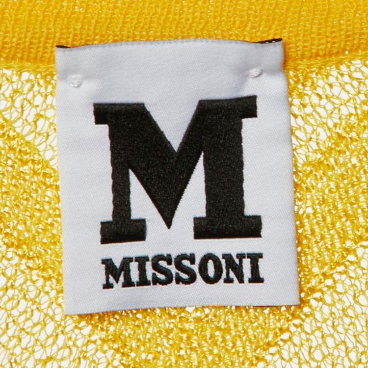 Pre Owned M Missoni Yellow Patterned Knit Waist Tie Detail Top M