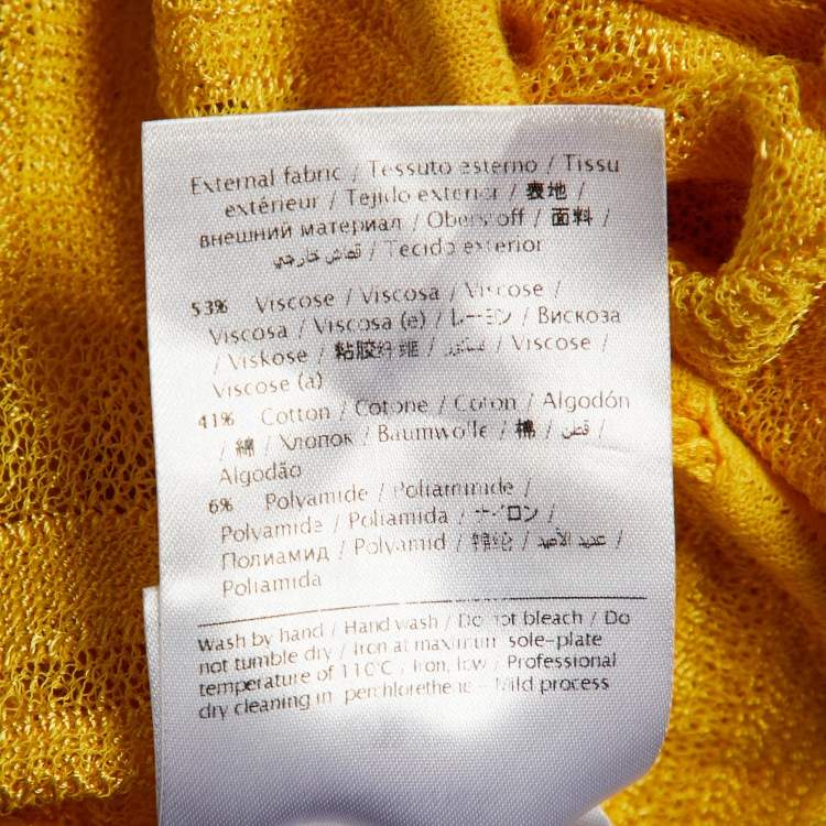 Pre Owned M Missoni Yellow Patterned Knit Waist Tie Detail Top M