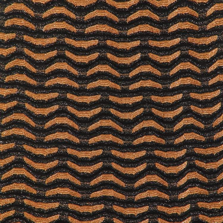 Pre Owned M Missoni Brown & Black Patterned Lurex Knit Maxi Skirt L