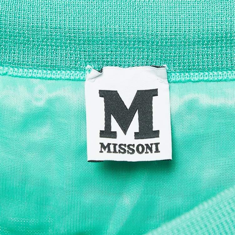 Pre Owned M Missoni Mint Green Patterned Knit Elasticated Waist Maxi Skirt S
