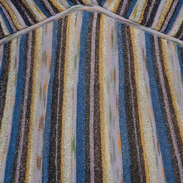 مملوكة مسبقًا M Missoni Collection Multicolor Lurex Knit Sleeveless Flared Mini Dress S