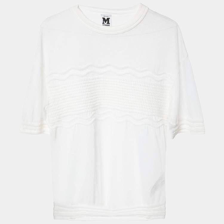Pre Owned M Missoni White Patterned Knit Top M