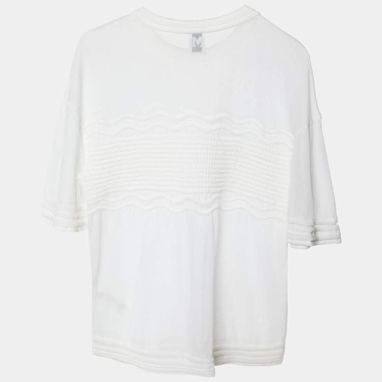 Pre Owned M Missoni White Patterned Knit Top M