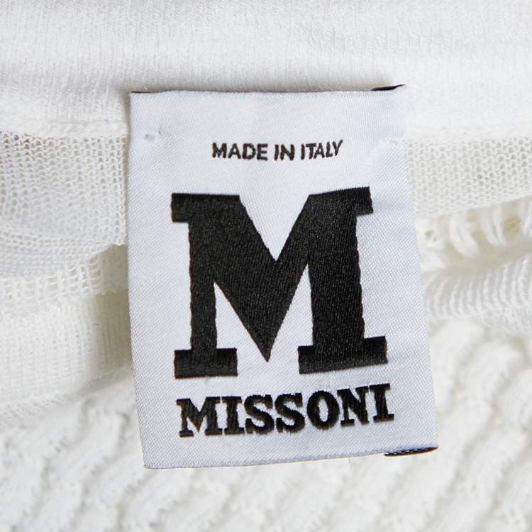 Pre Owned M Missoni White Patterned Knit Top M