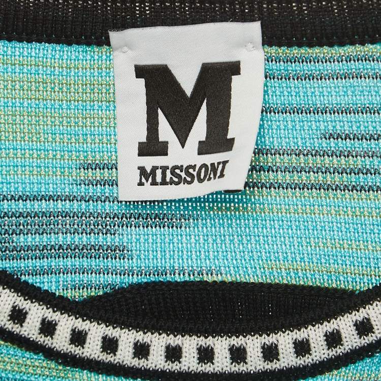مملوكة مسبقًا M Missoni Blue Patterned Knit Sleeveless Dress M