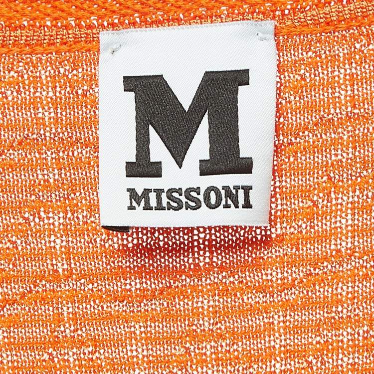 Pre Owned M Missoni Orange Patterned Knit Mini Dress S