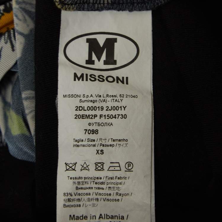 Pre Owned M Missoni Collection Black Floral Print Knit Short Sleeve T-Shirt XS