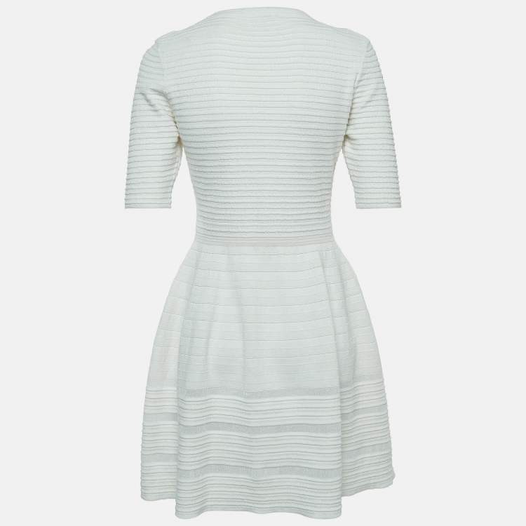 Pre Owned M Missoni White Pleat Detail Knit Short Dress M