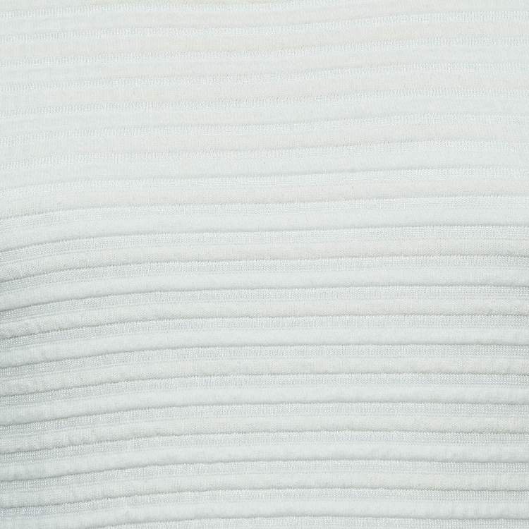 Pre Owned M Missoni White Pleat Detail Knit Short Dress M