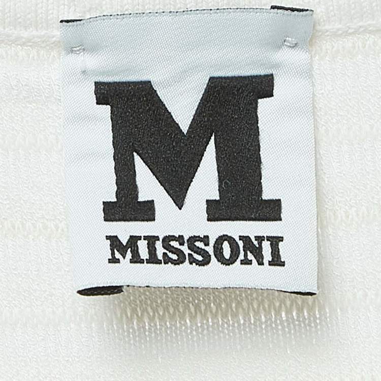 Pre Owned M Missoni White Pleat Detail Knit Short Dress M