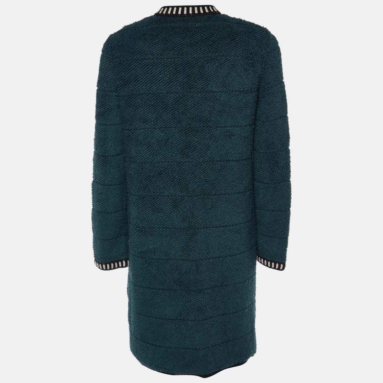 Pre Owned M Missoni Dark Green Terry Wool Long Cardigan M