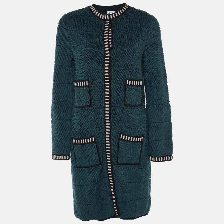 Pre Owned M Missoni Dark Green Terry Wool Long Cardigan M