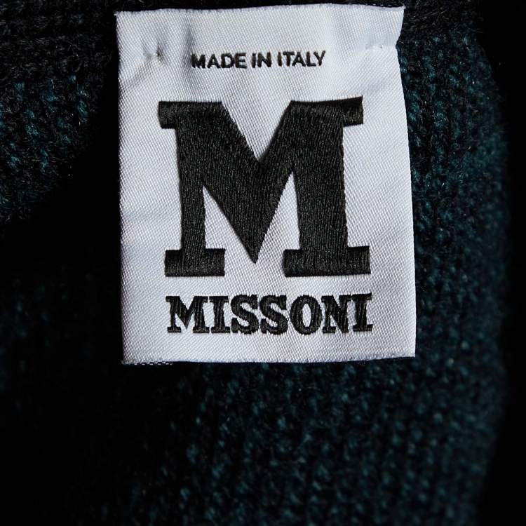 Pre Owned M Missoni Dark Green Terry Wool Long Cardigan M