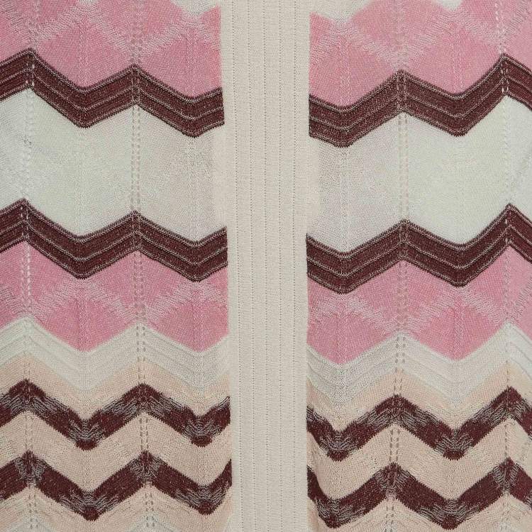 Pre Owned M Missoni Pink Chevron Patterned Knit Maxi Skirt M
