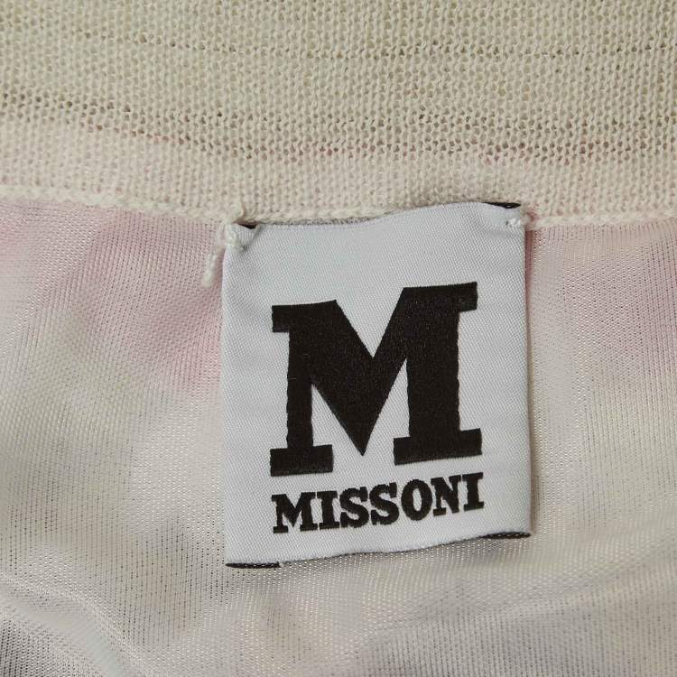 Pre Owned M Missoni Pink Chevron Patterned Knit Maxi Skirt M